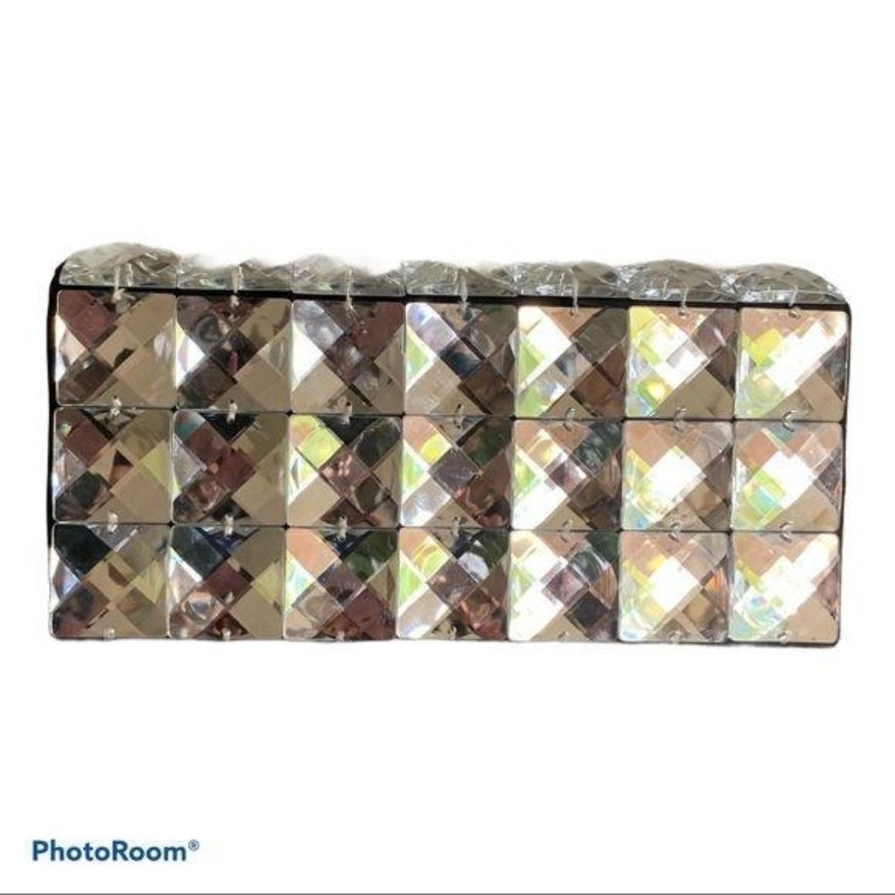 Zoe Adams Clutch Evening Bag Disco Crystals Satin NYE Festive Holiday